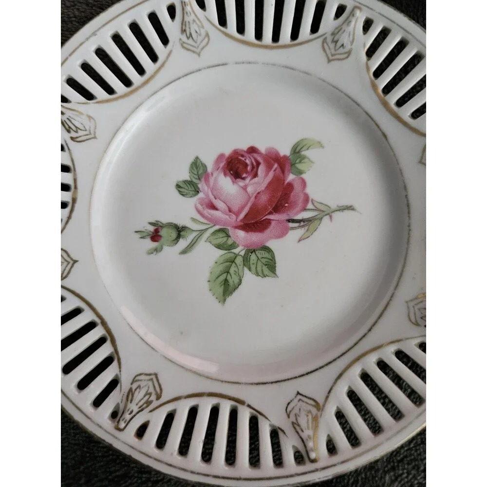 Vtg Schwarzenhammer Bavaria Germany Lattice Floral 6 3/4